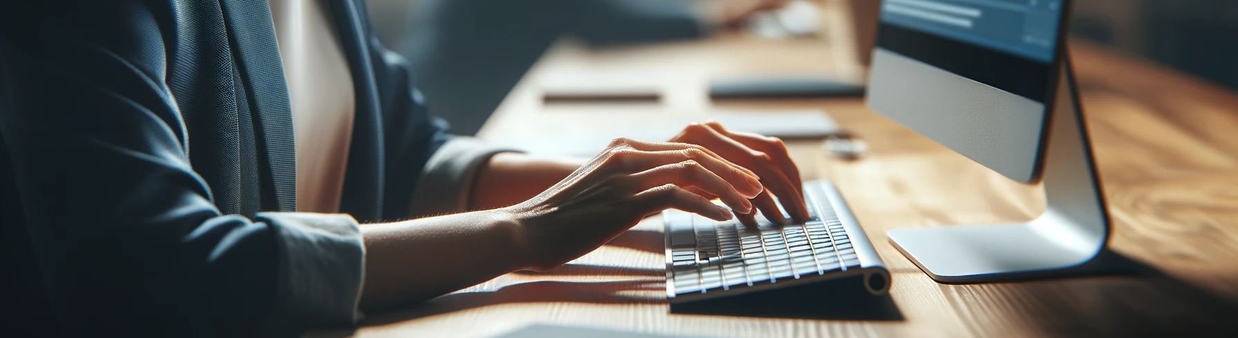 woman typing intensely on mechanical keyboard